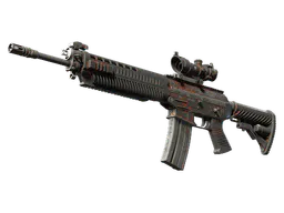 SG 553 | Basket Halftone (Battle-Scarred) — skin CS2