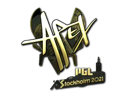 Sticker apEX (Gold) | Stockholm 2021 - Preço e onde comprar no CS2